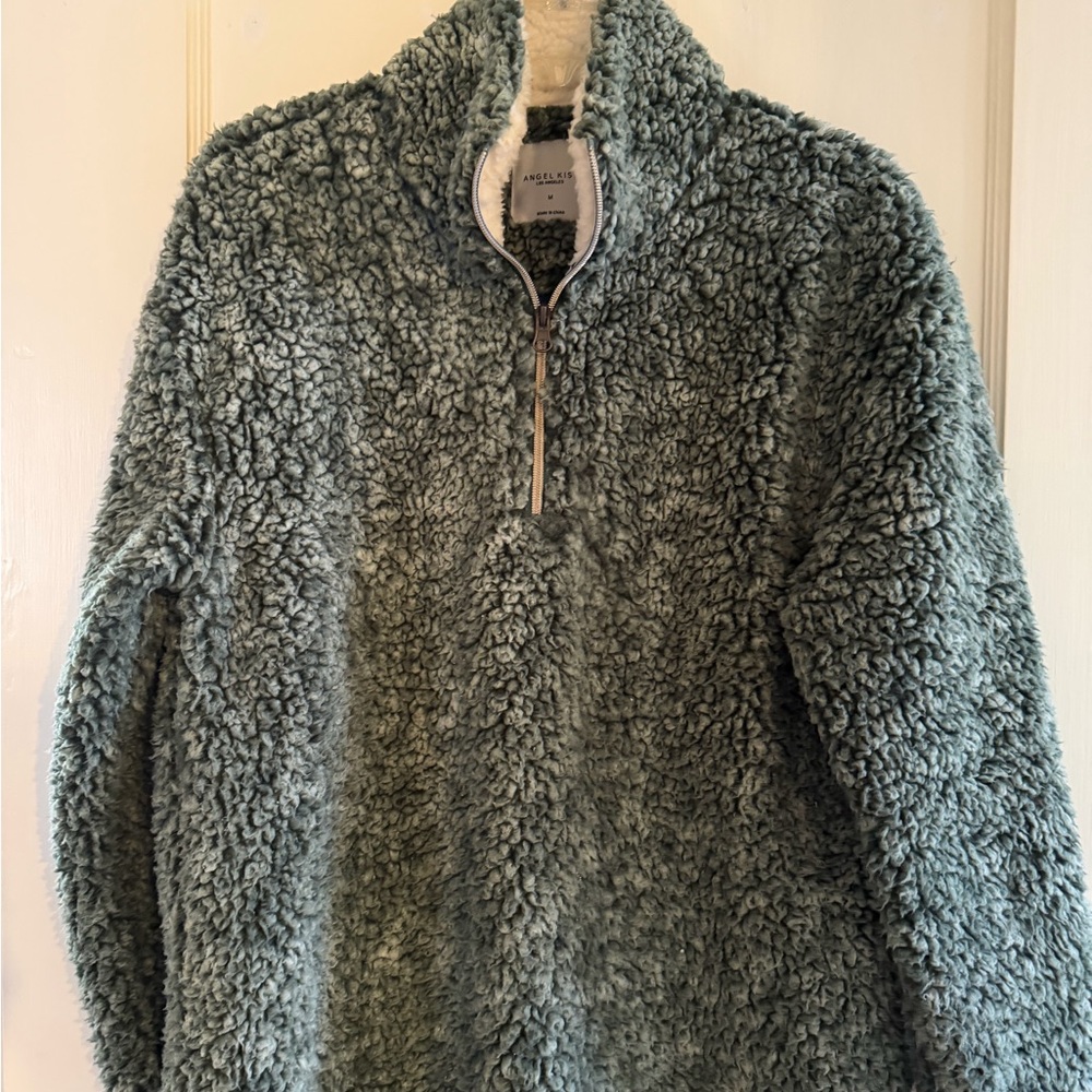 Angel Kiss Los Angeles Cozy Green Sherpa Pullover